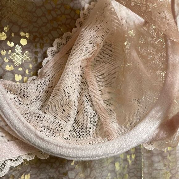 Savage X Fenty Peach Lace Unlined Underwire Bra, 32C - Picture 4 of 6